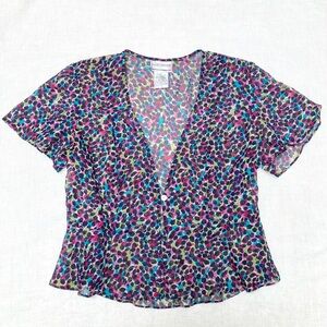 Vintage sheer ruffle peplum blouse